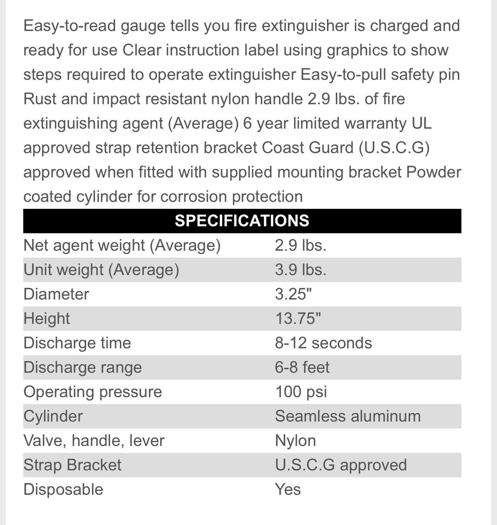 Fire Extinguisher For All Makes And Models | UL Rated 10B:C