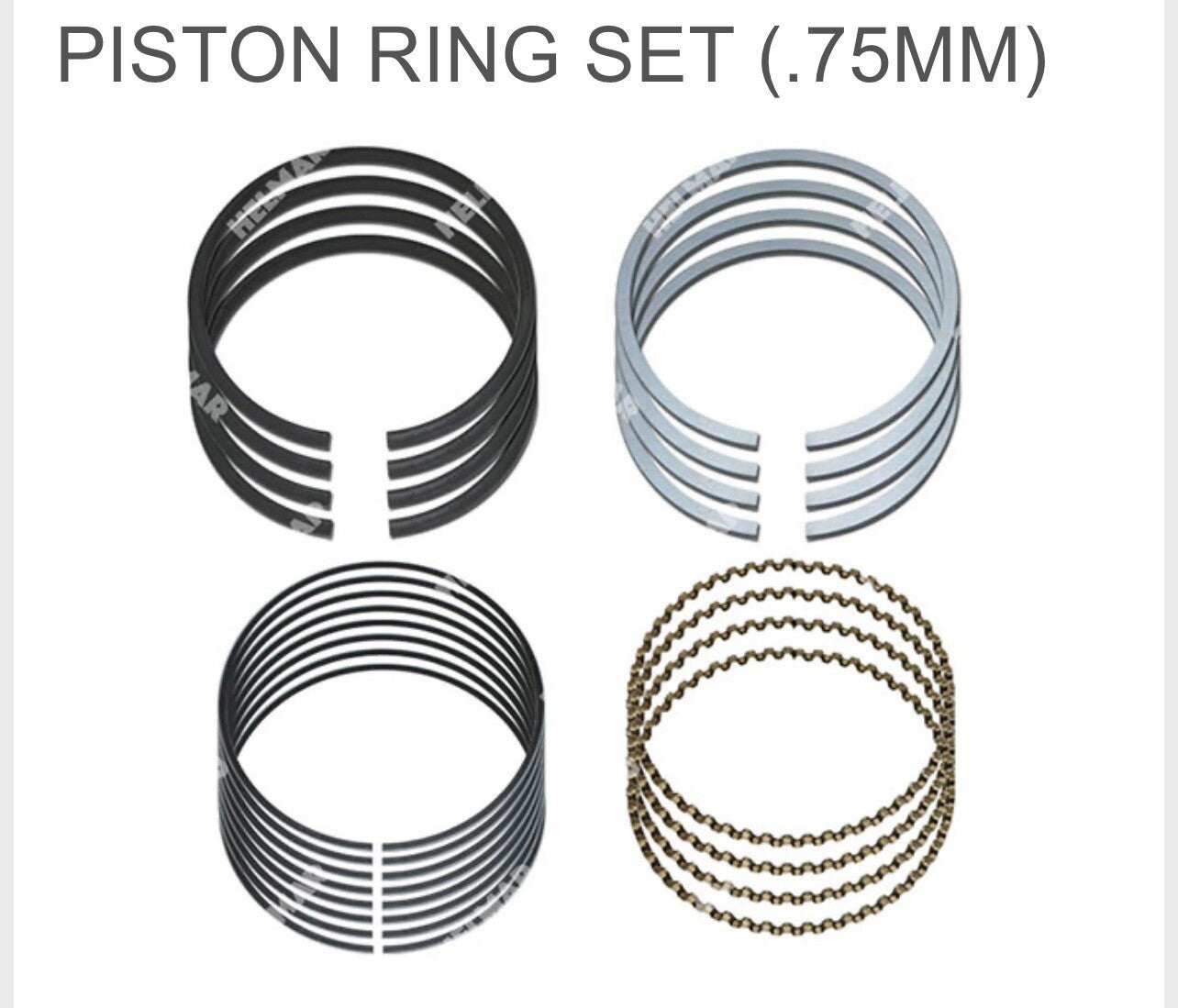 (SET OF 4) Nissan Forklift K25 Engine Piston & Pin W/ Ring Set | .75MM