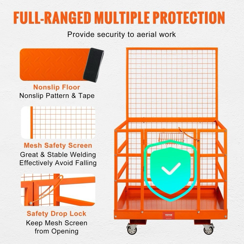 Forklift Safety Cage 43"x45" Forklift Man Basket Work Platform 1400lbs Capacity