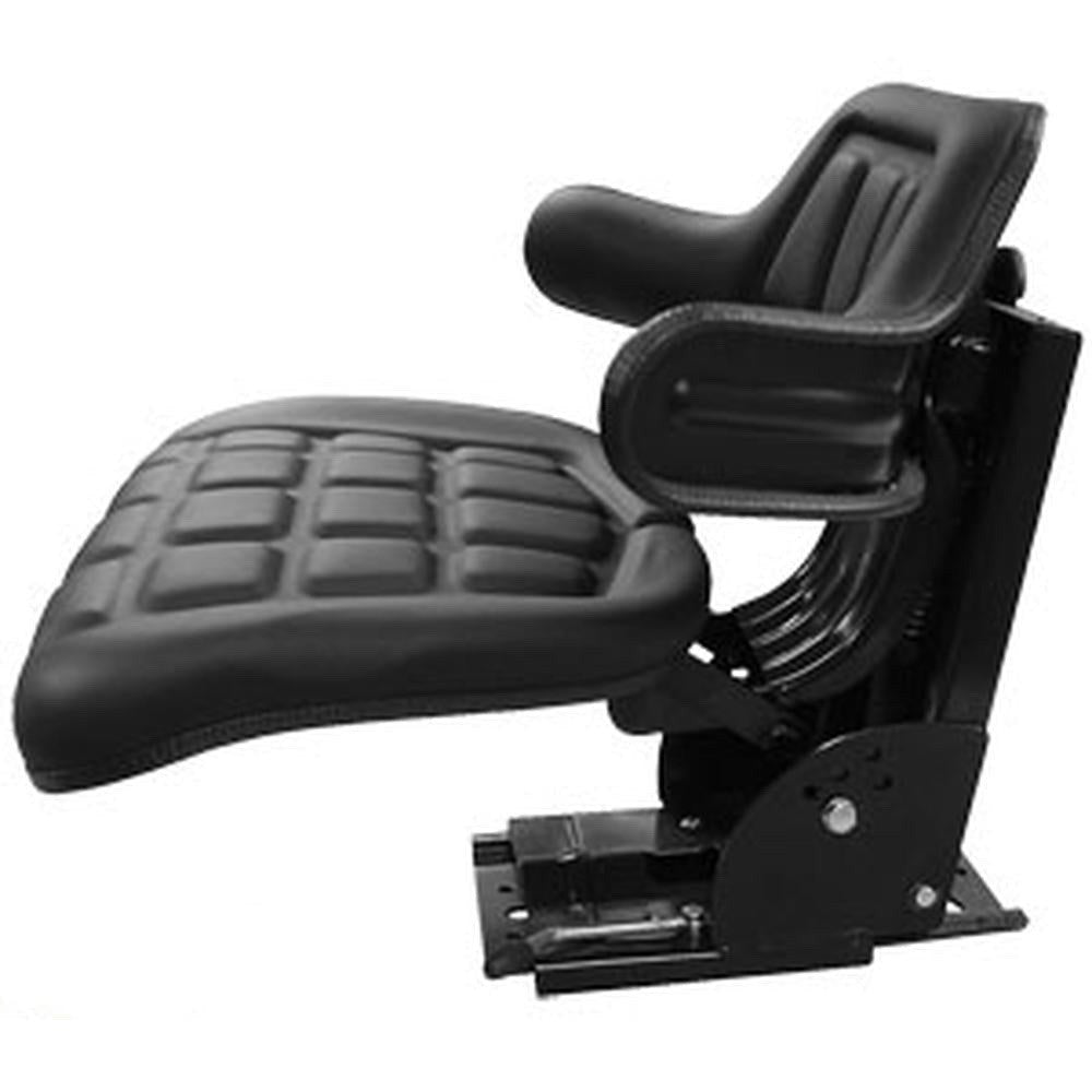 Full Suspension Flip Up Black Vinyl Seat w Slide Tracks WF222BL Fits John Deere