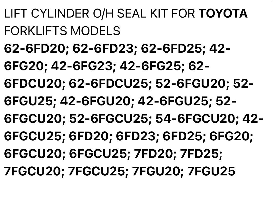 04654-U2010-71 TOYOTA FORKLIFT LIFT CYLINDER O/H SEAL KIT 6/7 Series RH & LH
