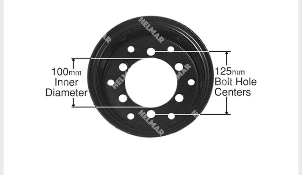 Hyster 2021629, STEEL SPLIT RIM (500 x 8)(6 Bolt) (Complete W/Hardware)