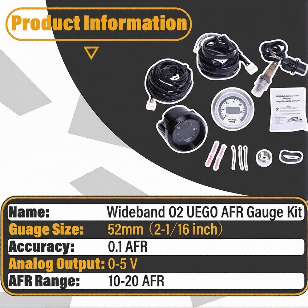 For AEM 30-4110 UEGO Wideband O2 Air Fuel Ratio Gauge AFR 52mm w/4.9 LSU Sensor