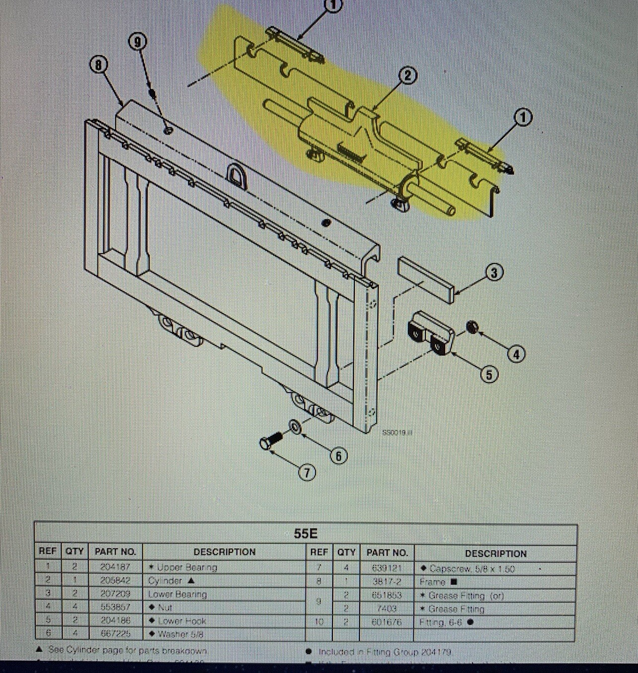 205842 Cascade Replacement Side Shift Cylinder For 55E Models | 31.9" Width