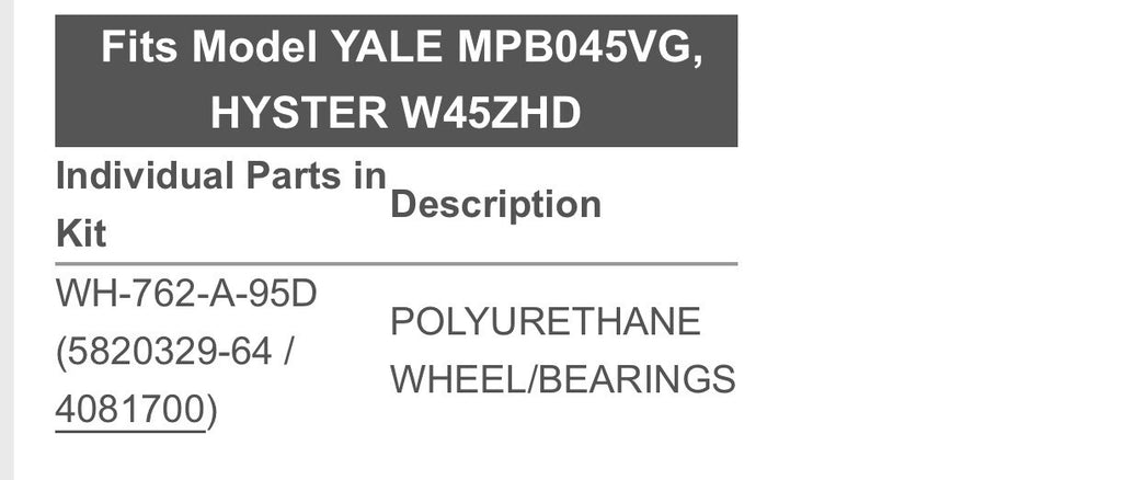 Load Wheel Kit For Hyster W45ZHD | Electric Pallet Jack Lift Truck