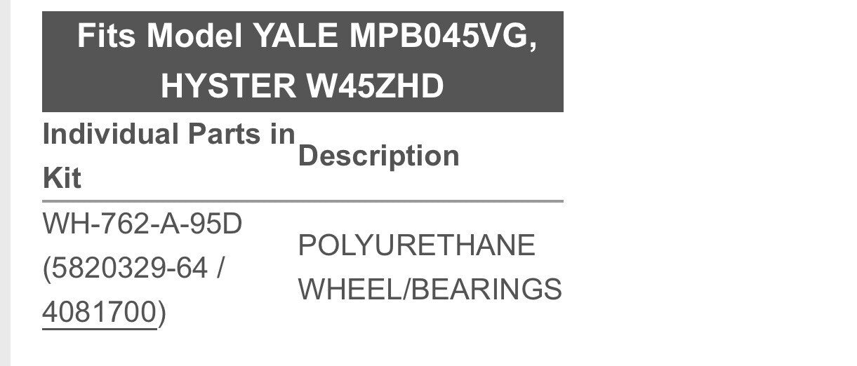 Load Wheel Kit For Hyster W45ZHD | Electric Pallet Jack Lift Truck