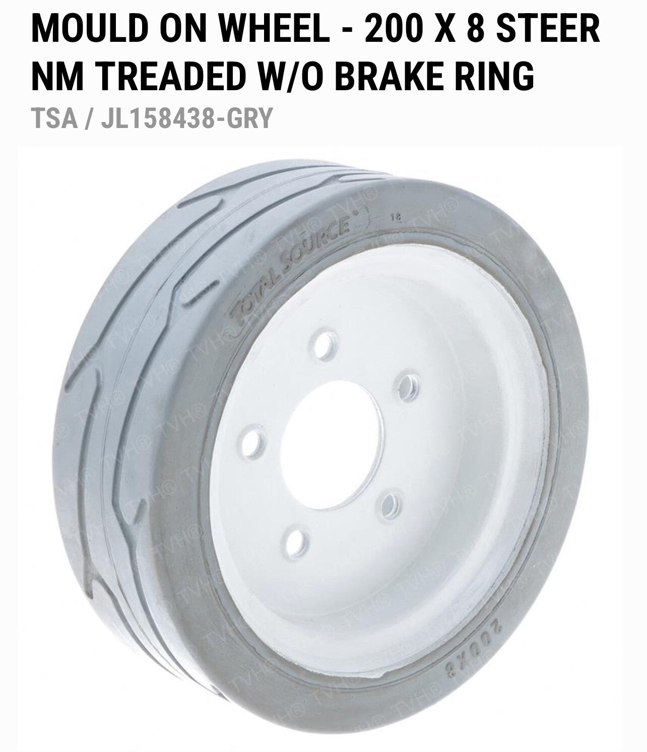 Skyjack  158438 Non-Marking Treaded Wheel (Gray) - 200 x 8 (No Brake Ring)