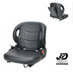 NEW MOLDED FORKLIFT SEAT WITH SEATBELT & SWITCH PREMIUM QUALITY! BLACK VINYL