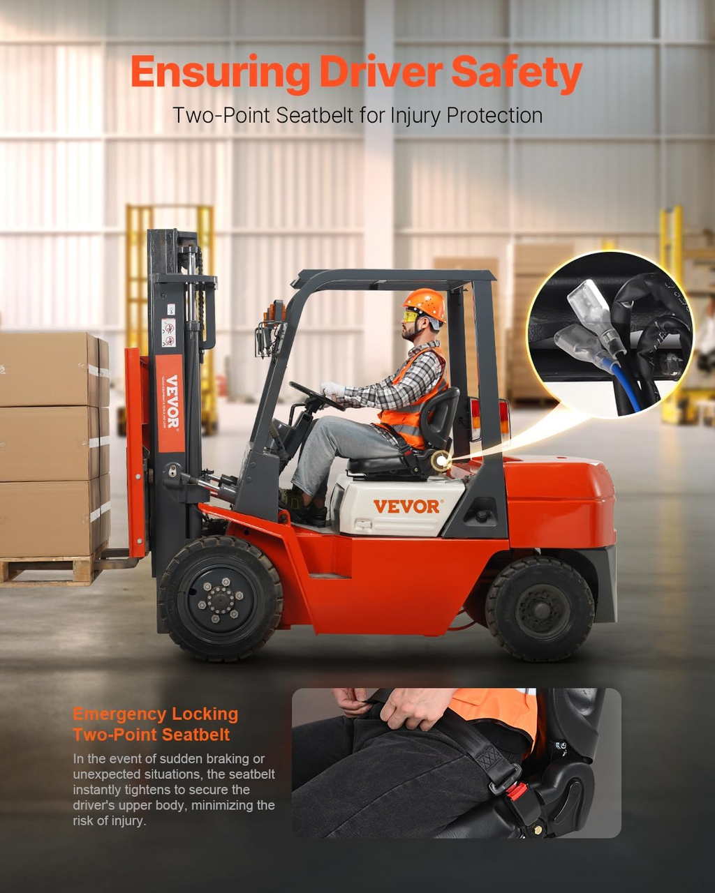 Universal Forklift Seat,Tractor Seat with Micro Switch, W/Seat Belt Forklift