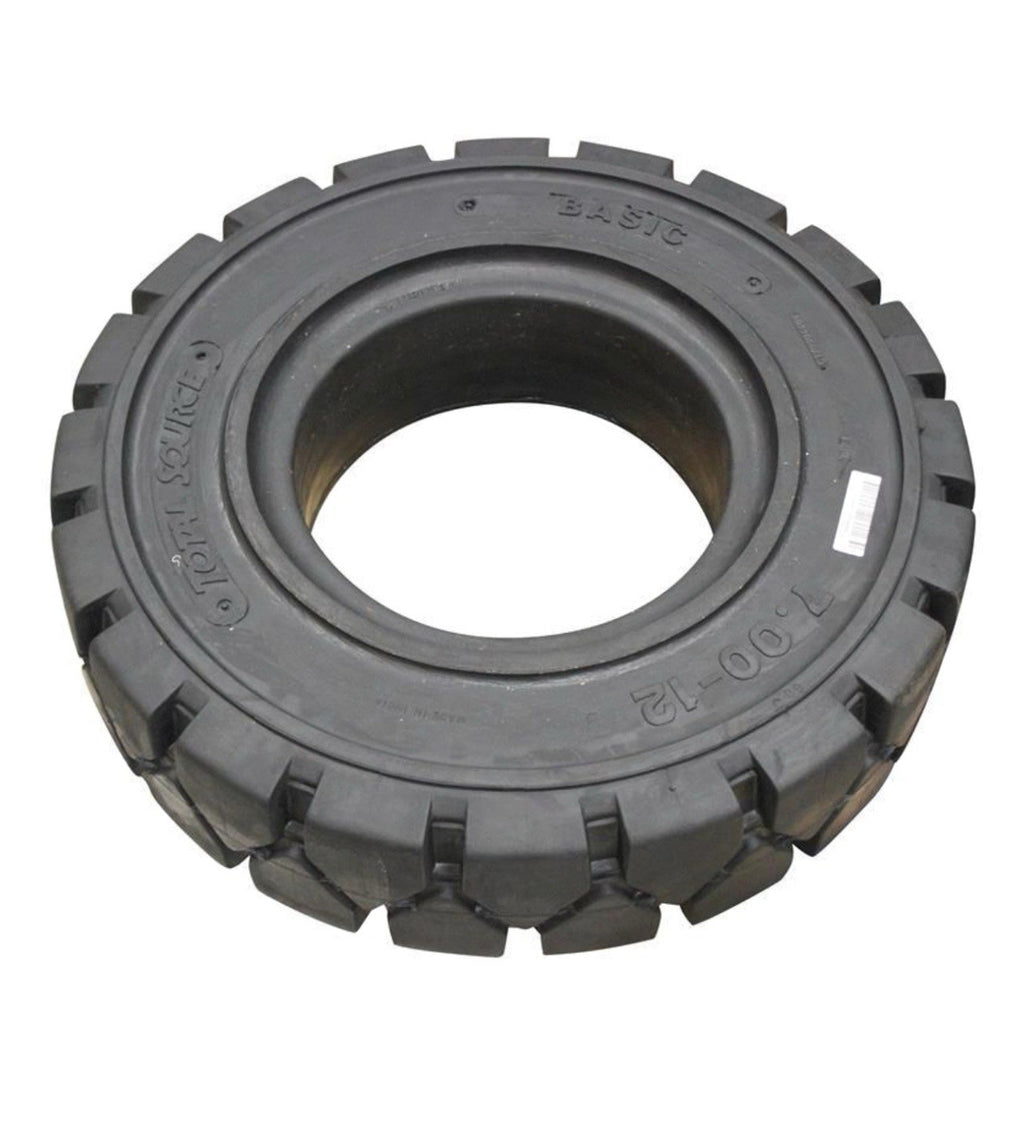 (SET OF 2) Forklift Tire Solid Pneumatic 7.00-12 (5IN RIM) | Black Traction