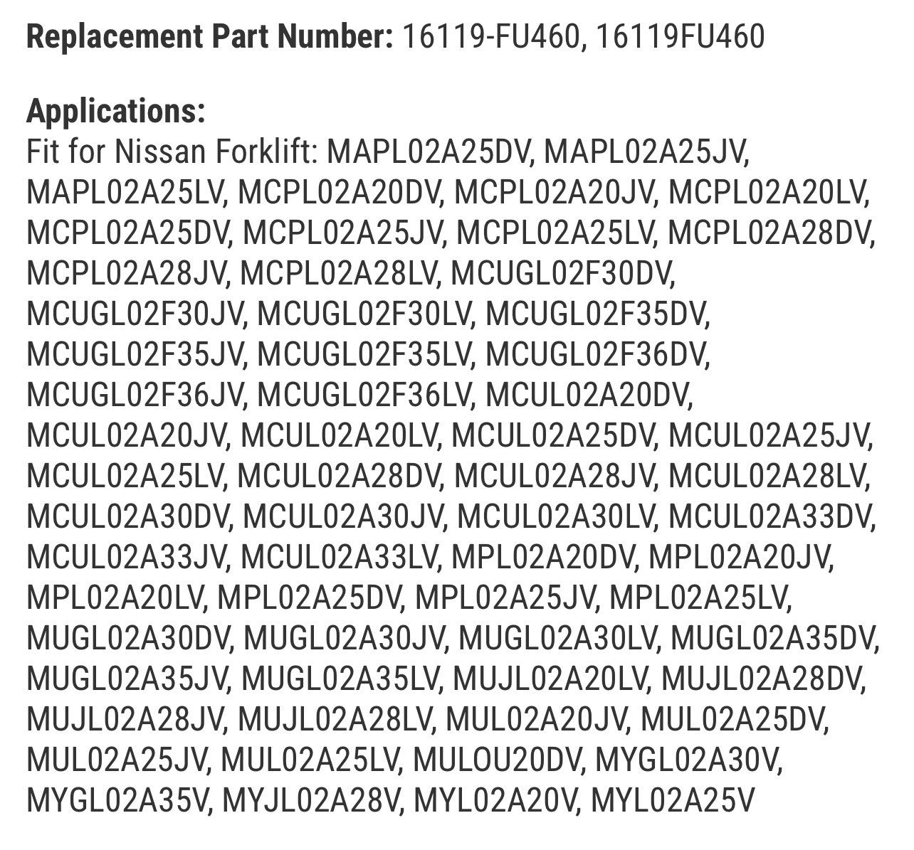 Throttle Chamber 16119-FU460 for Nissan Forklift MAPL02A25DV MAPL02A25JV