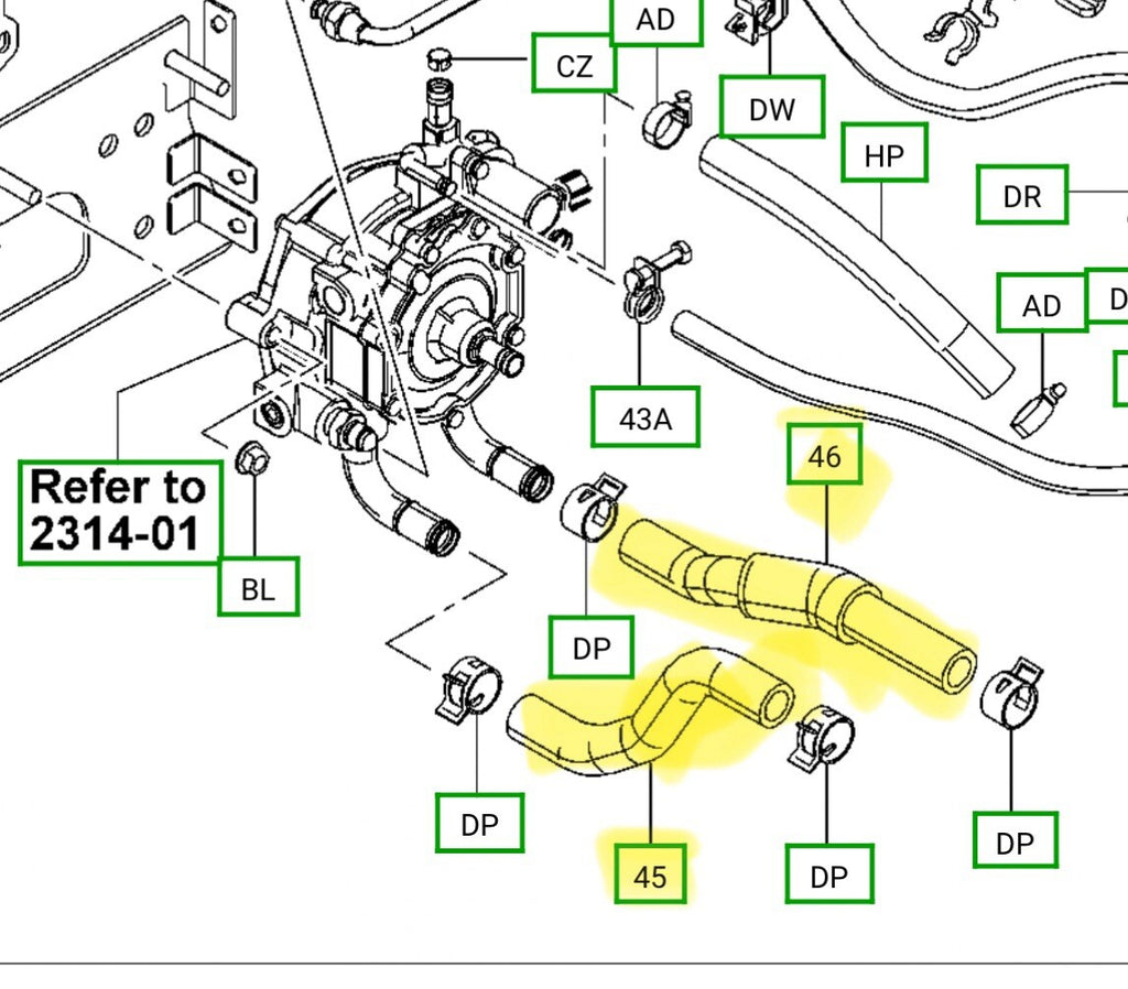 Toyota Forklift Coolant Hose Set For 8 Series (LPG Regulator Outlets)