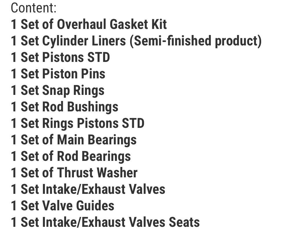 Forklift Overhaul Rebuild Kit for Mitsubishi 4G63 Engine | Fits Caterpillar