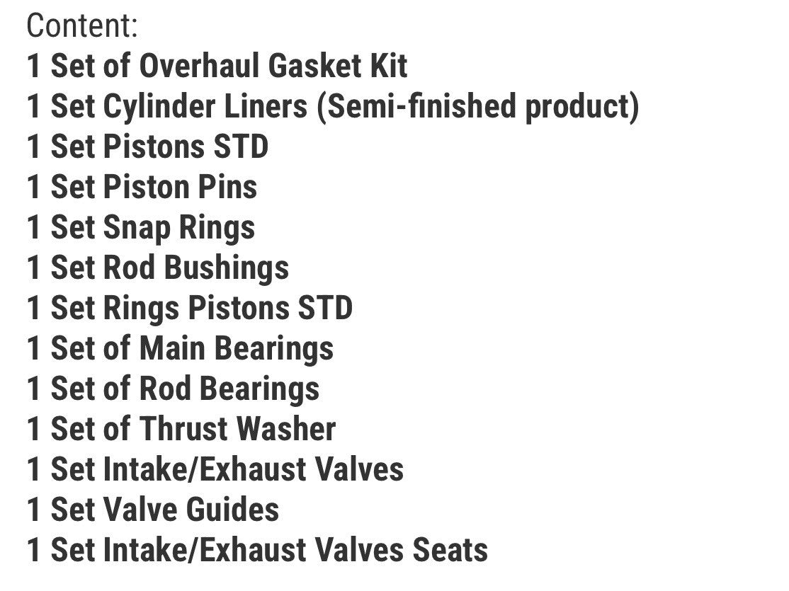 Overhaul Rebuild Kit for Mitsubishi Engine S6S Forklift