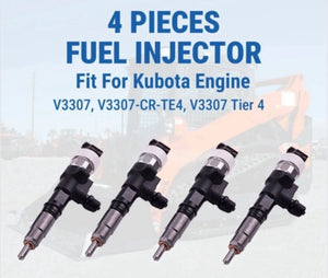 4 Pieces Fuel Injector for Kubota Engine V3307-CR-TE4 V3307 Tier 4 | 1J770-53050