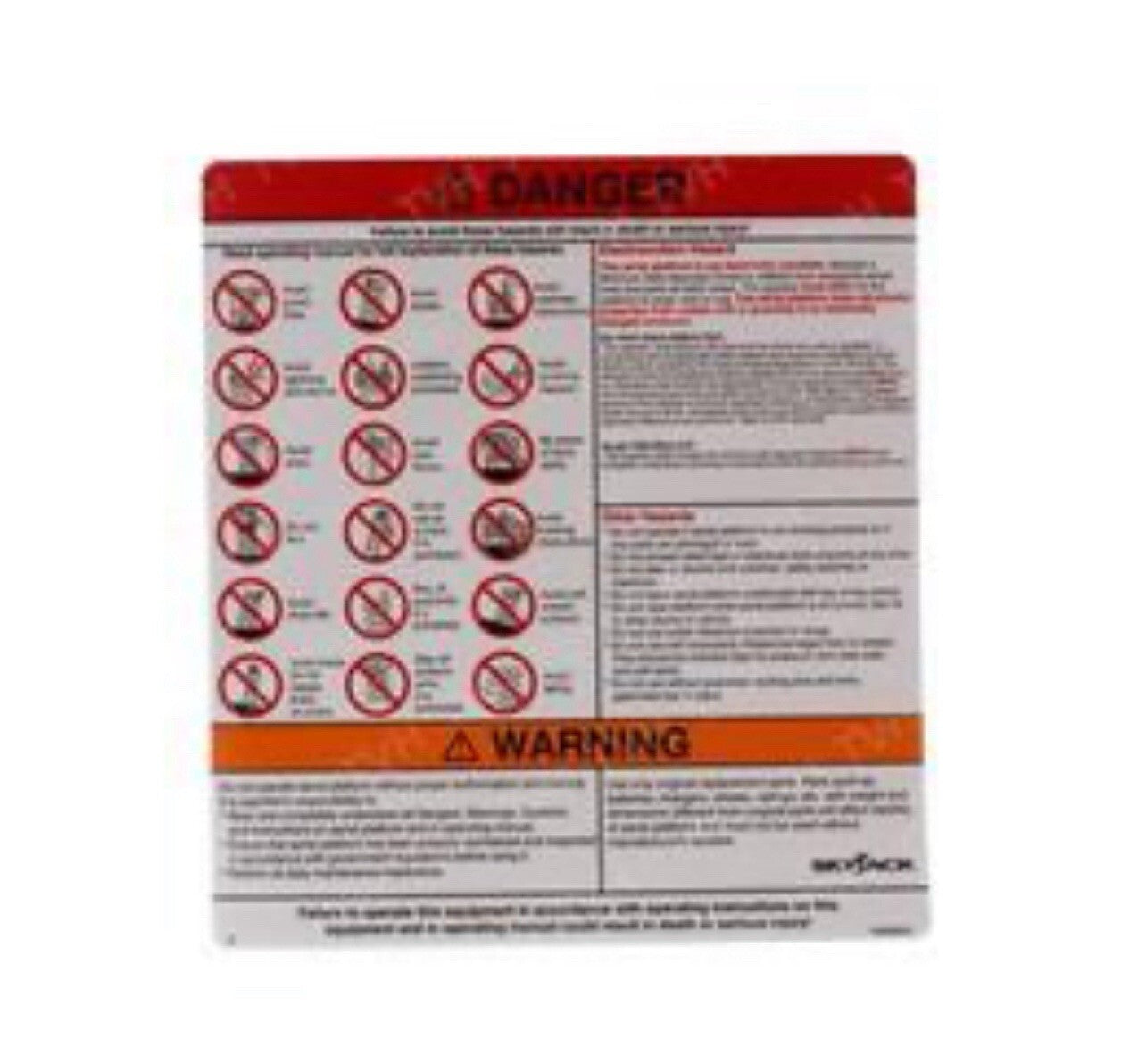 Skyjack 146526, LABEL - DANGER WARNING, SJIII3215, SJIII3219