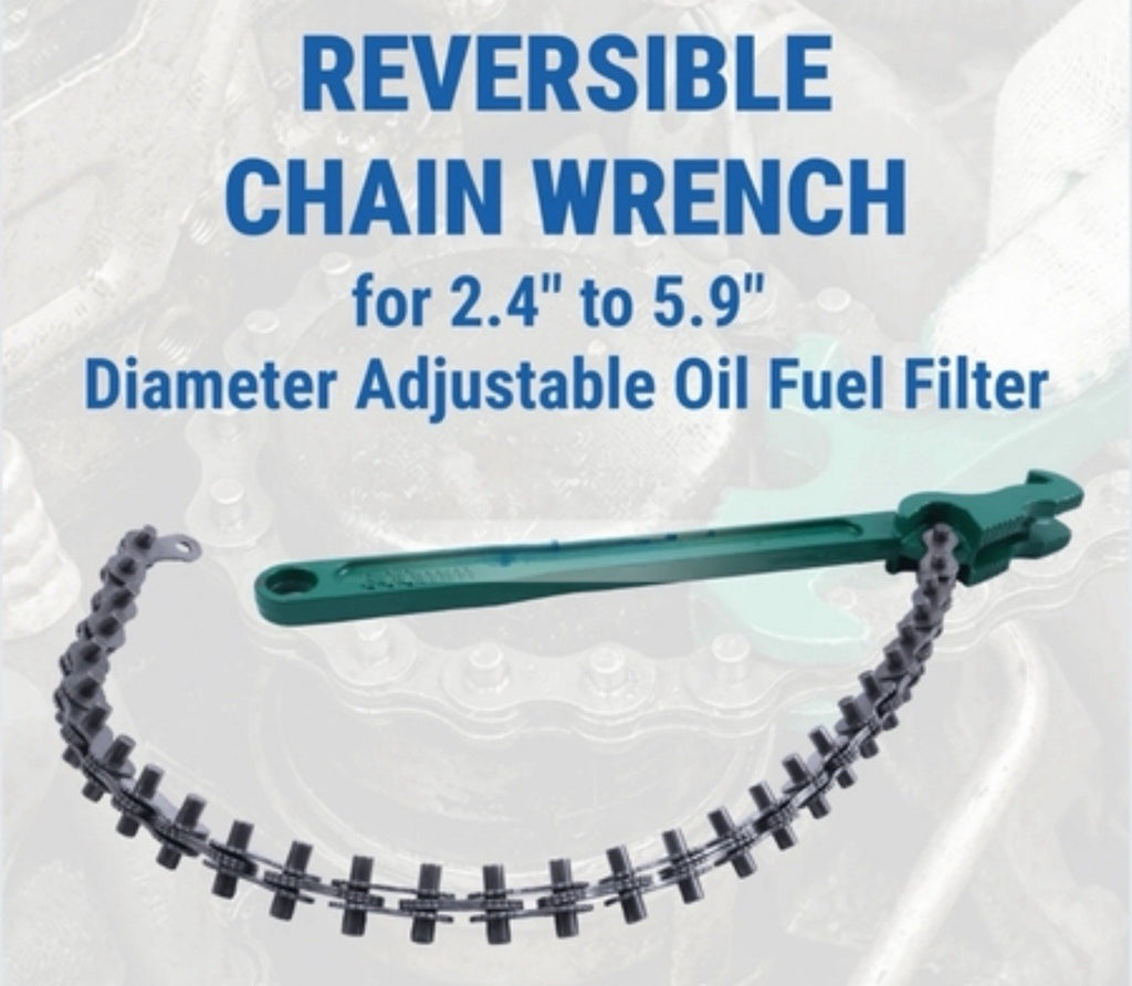 12 Inch Heavy Duty Reversible Chain Wrench 2.4-5.9in Adjustable Oil Filter