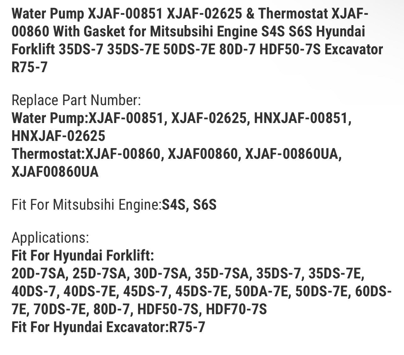 Water Pump XJAF-00851 XJAF-02625 & Thermostat XJAF-00860 With Gasket