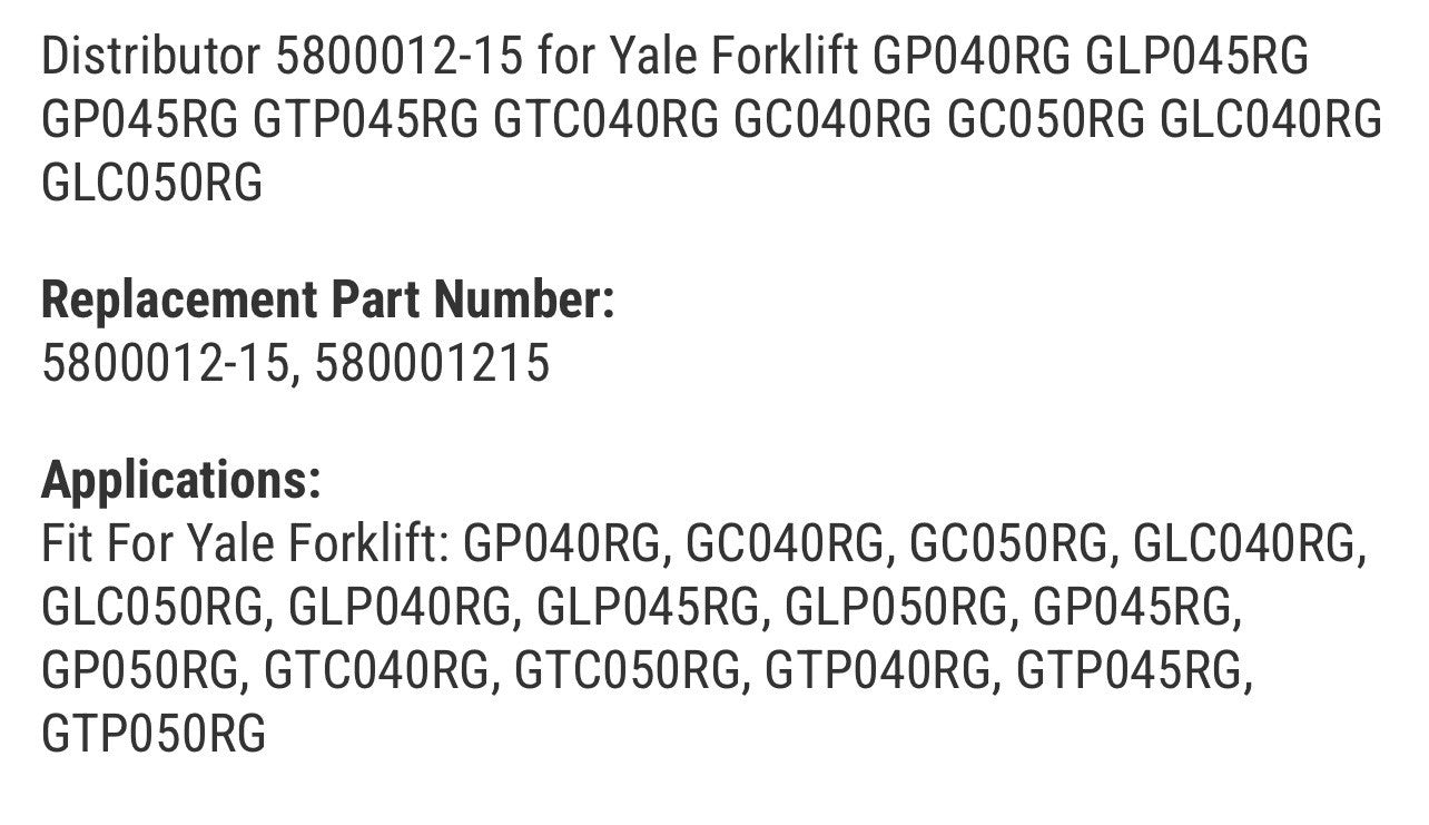 Distributor 5800012-15 for Yale Forklift GP040RG GLP045RG GP045RG GTP045RG