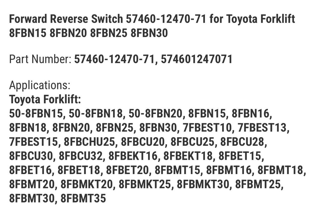 Forward Reverse Switch 57460-12470-71 for Toyota Forklift