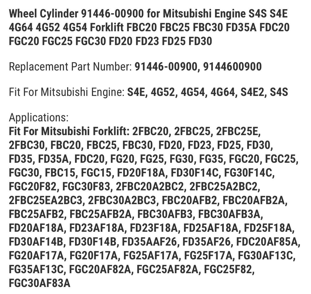 Wheel Cylinder 91446-00900 for Mitsubishi Engine S4S S4E 4G64 4G52 4G54 Forklift