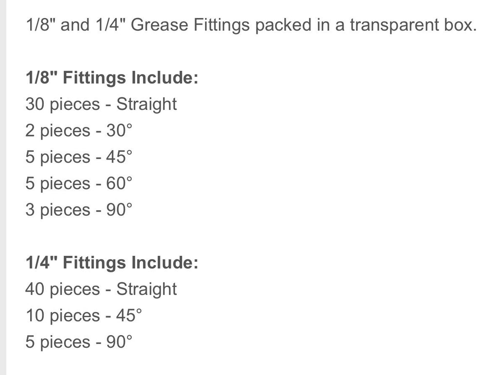 UNIVERSAL GREASE FITTINGS KIT  (100 PK MIXED)