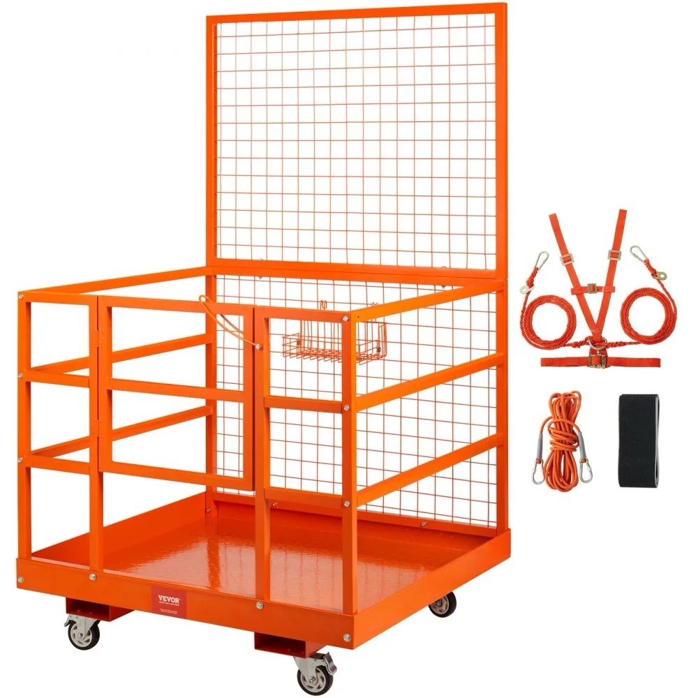 Forklift Safety Cage 43"x45" Forklift Man Basket Work Platform 1400lbs Capacity