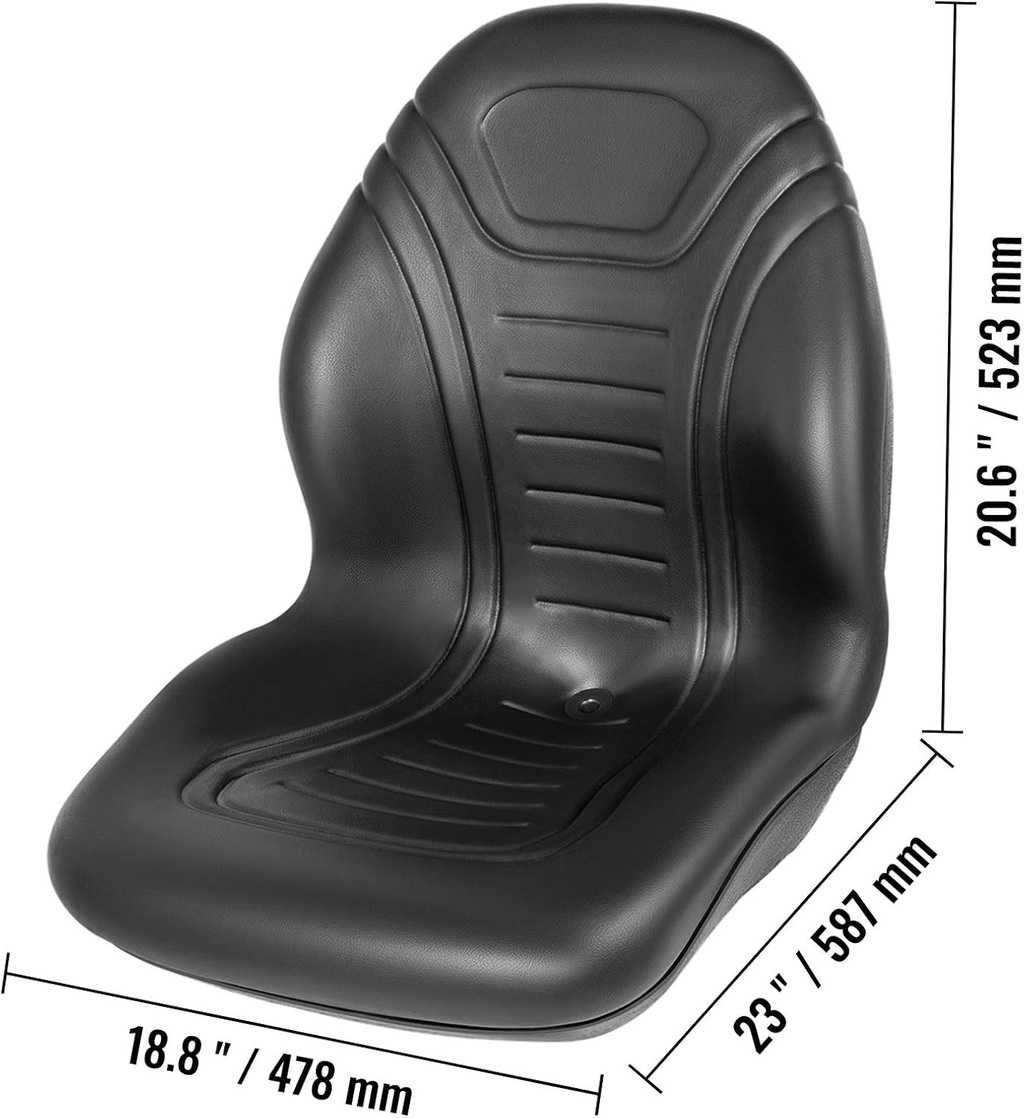 Universal Lawn Tractor Seat Replacement, Compact High Back Mower Seat, Black