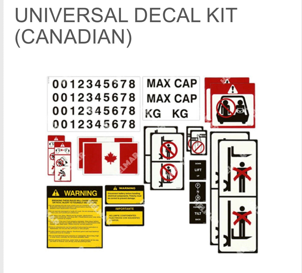 Universal Forklift Safety Decal Kit (CANADIAN) | Fits ALL Models