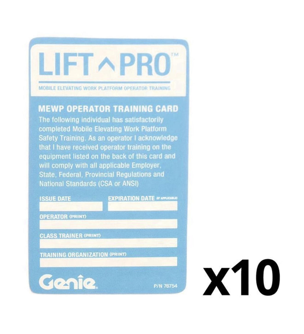 Genie Aerial Operator Training Cards 76754-10GT Blue AWP 10 Pack