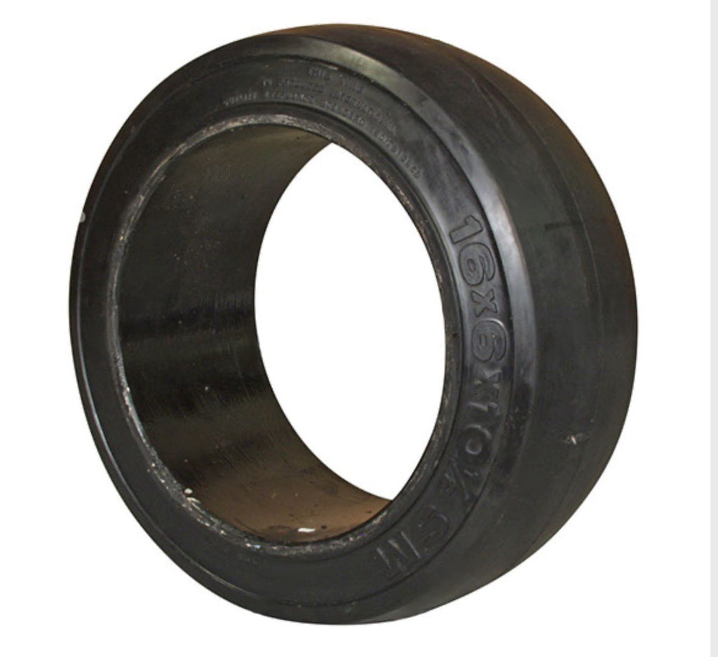 Forklift Cushion Tire Press On 16 x 6 x 10.5 Black Smooth TIRE-150C