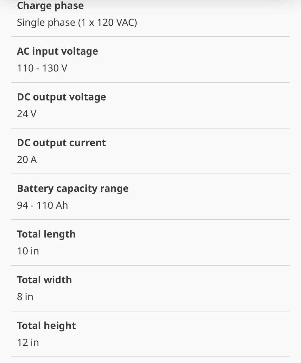 BATTERY CHARGER 24 VOLTS SINGLE PHASE 24V  20A NEW 110 V INPUT 94-110 AH