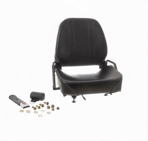 Black Vinyl Forklift Seat w/ Hardware & Seat Belt Kit - Universal