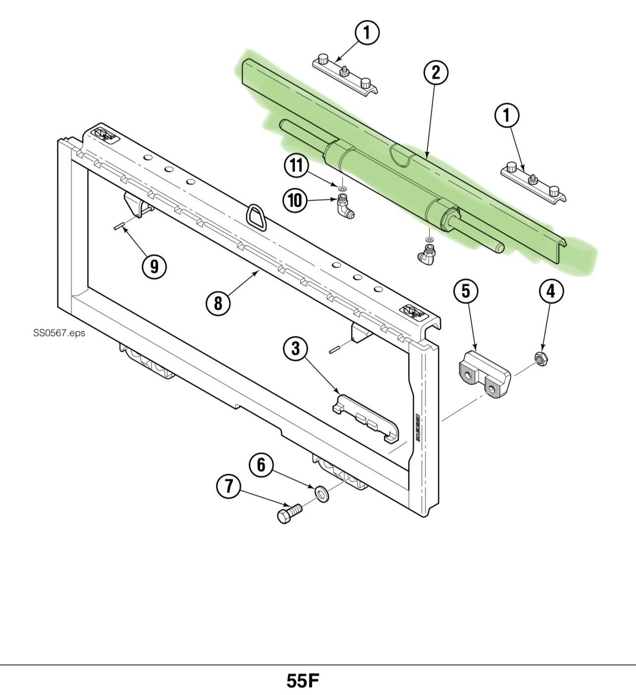 Forklift Sideshift Cylinder 6025684 | Fits Cascade 55F-SSS-A251 A257 A271