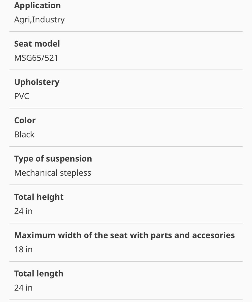 Skid Steer Seat with Suspension John Deere Bobcat Caterpillar JCB Case Ect.