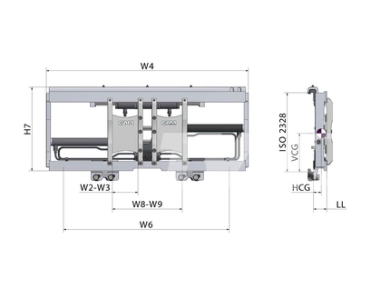 Forklift Fork Positioner Class 4 | 47.2" (Dimensions in picture)