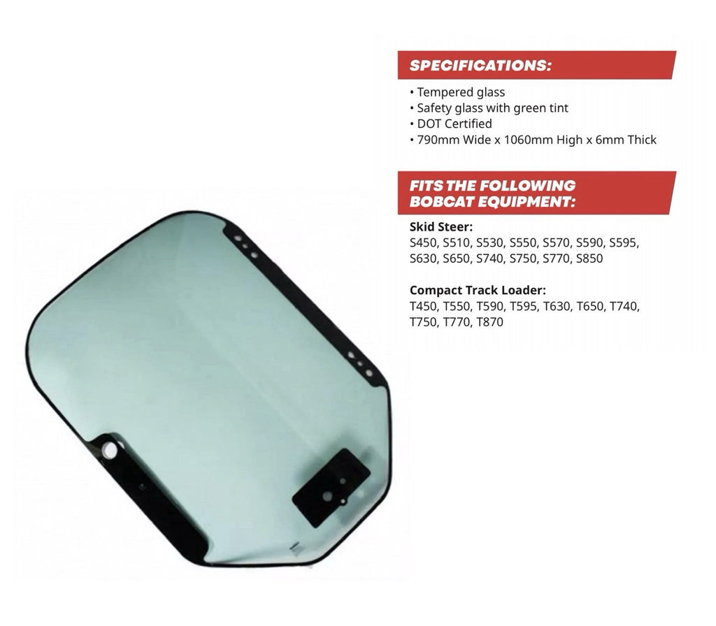 7120401 Door Glass For Bobcat | M Series S450 S510 S530 S550 S570 S590 Front