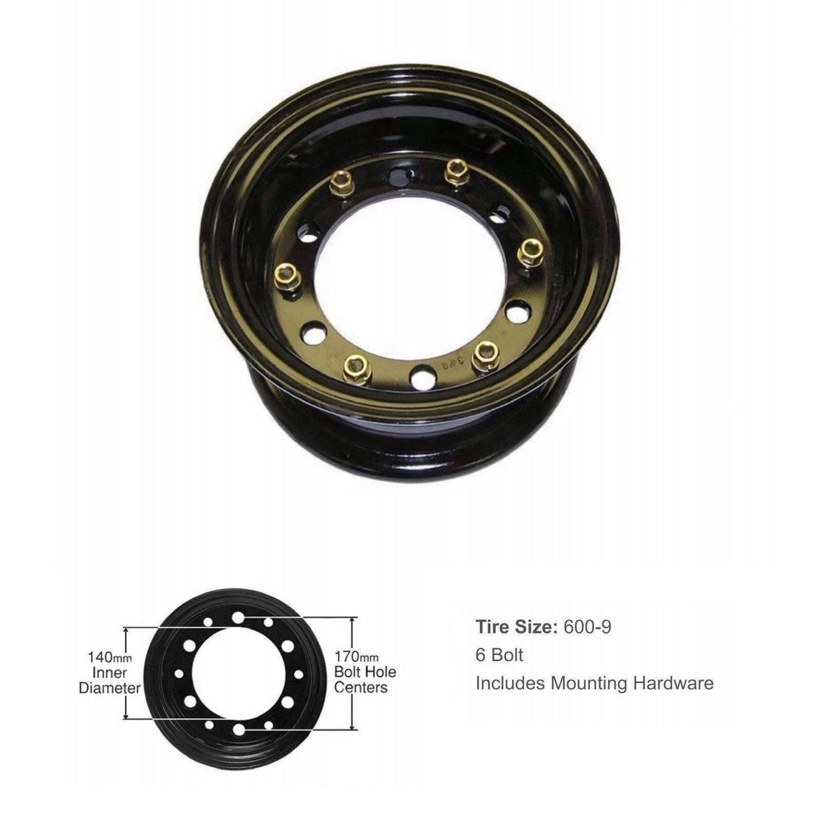 Universal Forklift Steel Rim Split Wheel 600-9 Tire Size 6 Bolt R600-2
