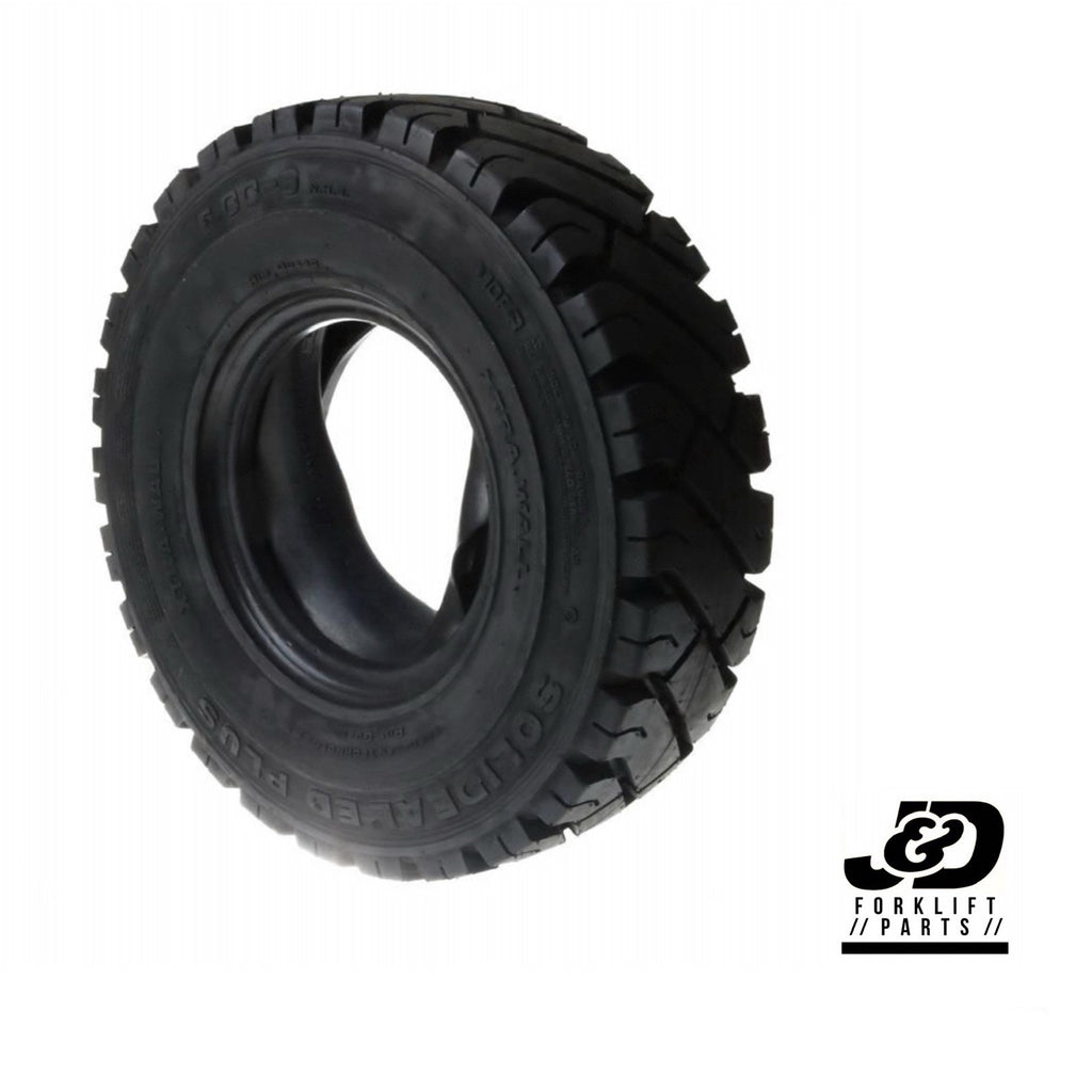 (SET OF 2) Forklift Tire Pneumatic (AIR) 6.00-9| Black Traction