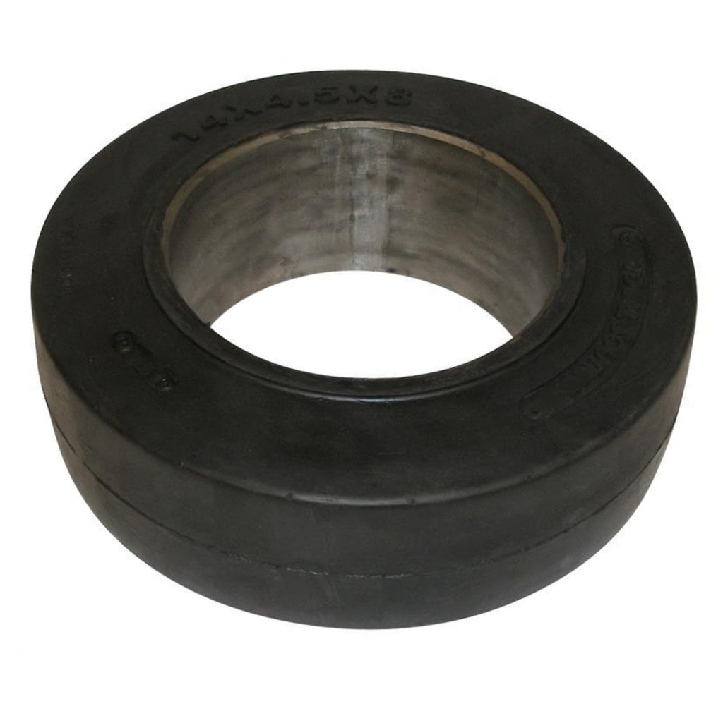 (SET OF 2) FORKLIFT TIRE 14X4.5X8 SMOOTH  PRESS ON | BLACK