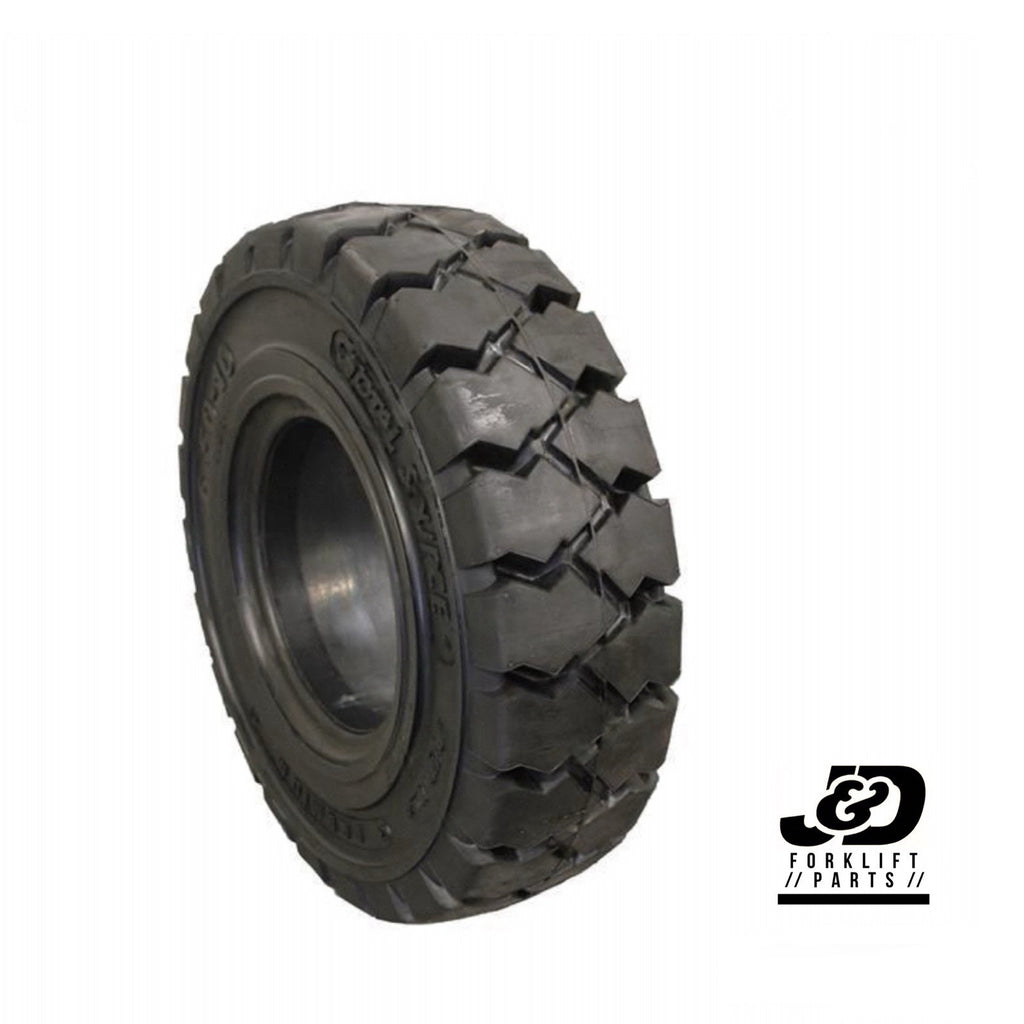 (SET OF 2) Forklift Tire Solid Pneumatic 6.50 x 10 | Black Traction